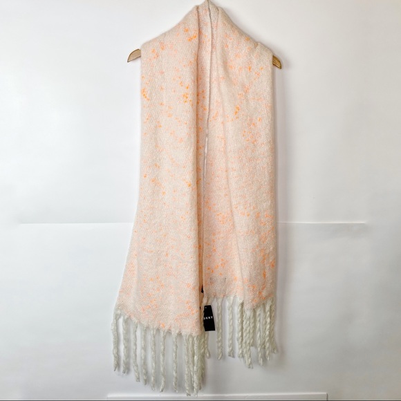 NWT DKNY Oversized Pop Neon Speckled Fringe Scarf - Picture 2 of 10